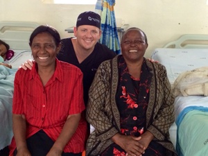 Jerry, Dr. Marco's PA, with two patients 